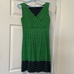 Lands' End Green and navy Patterned Midi Dress